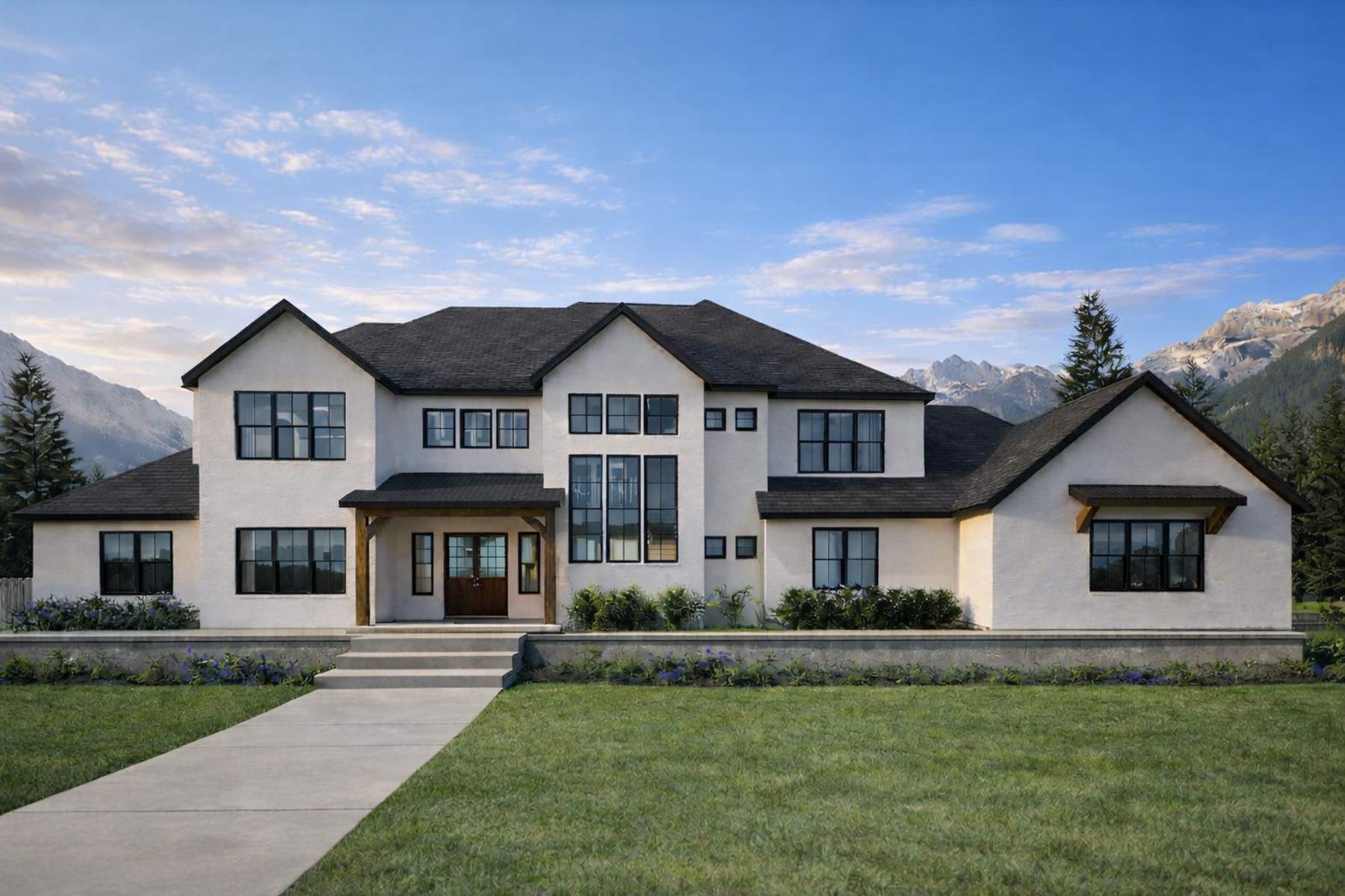 Featured OchoWorks Designs modern farmhouse home plan rendering